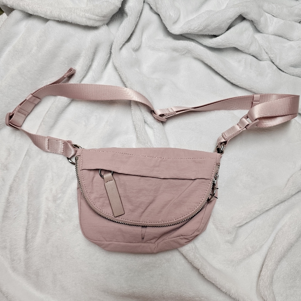 1.2L ODODOS Mini Crossbody Belt Bag in Light Pink with Adjustable Strap